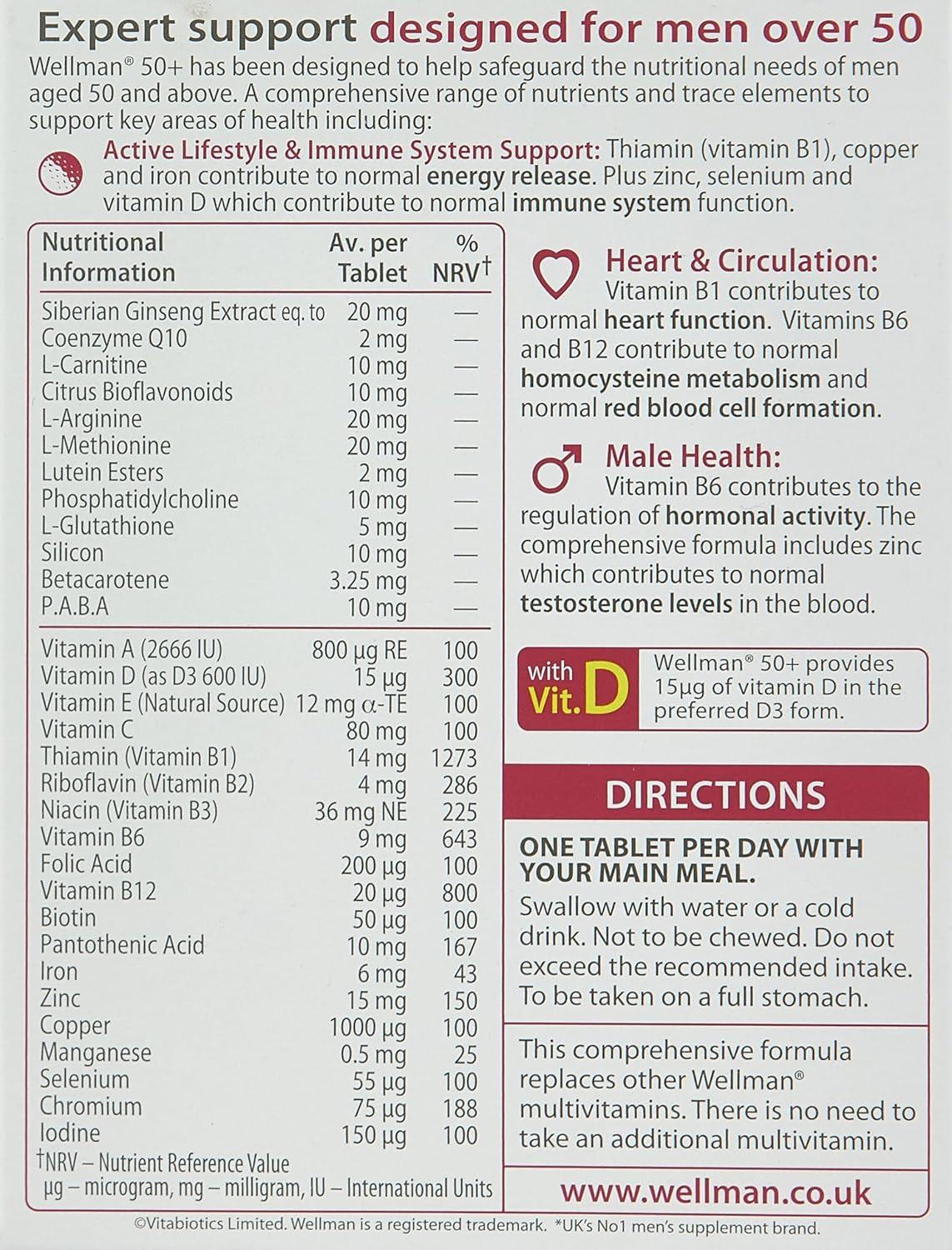 Vitabiotics Wellman 50+ 30 Tablets Image https://cdn11.bigcommerce.com/s-g585yu857h/images/stencil/1280w/products/4114/37693/911oSn_oyoL._AC_SL1500___57132.1787306832.jpg1