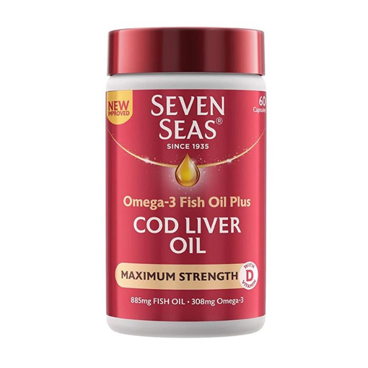 Seven Seas Cod Liver Oil Maximum Strength 60 Capsules Image 1