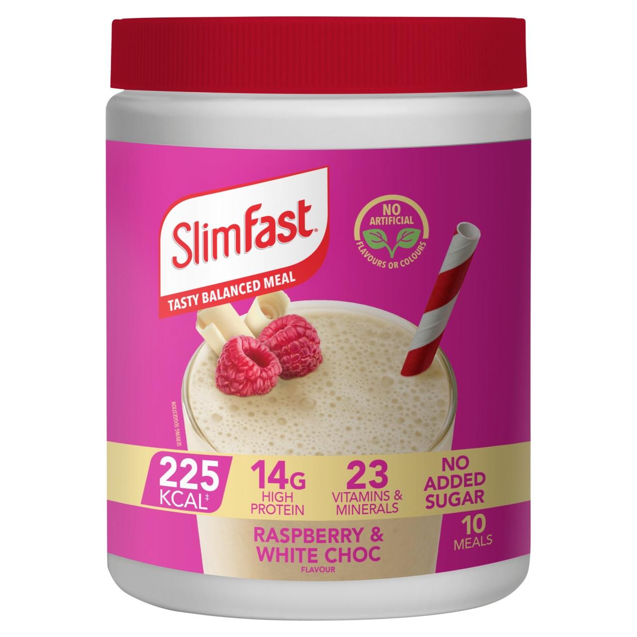 SlimFast Powder Tin Raspberry & White Chocolate 365g Image 1