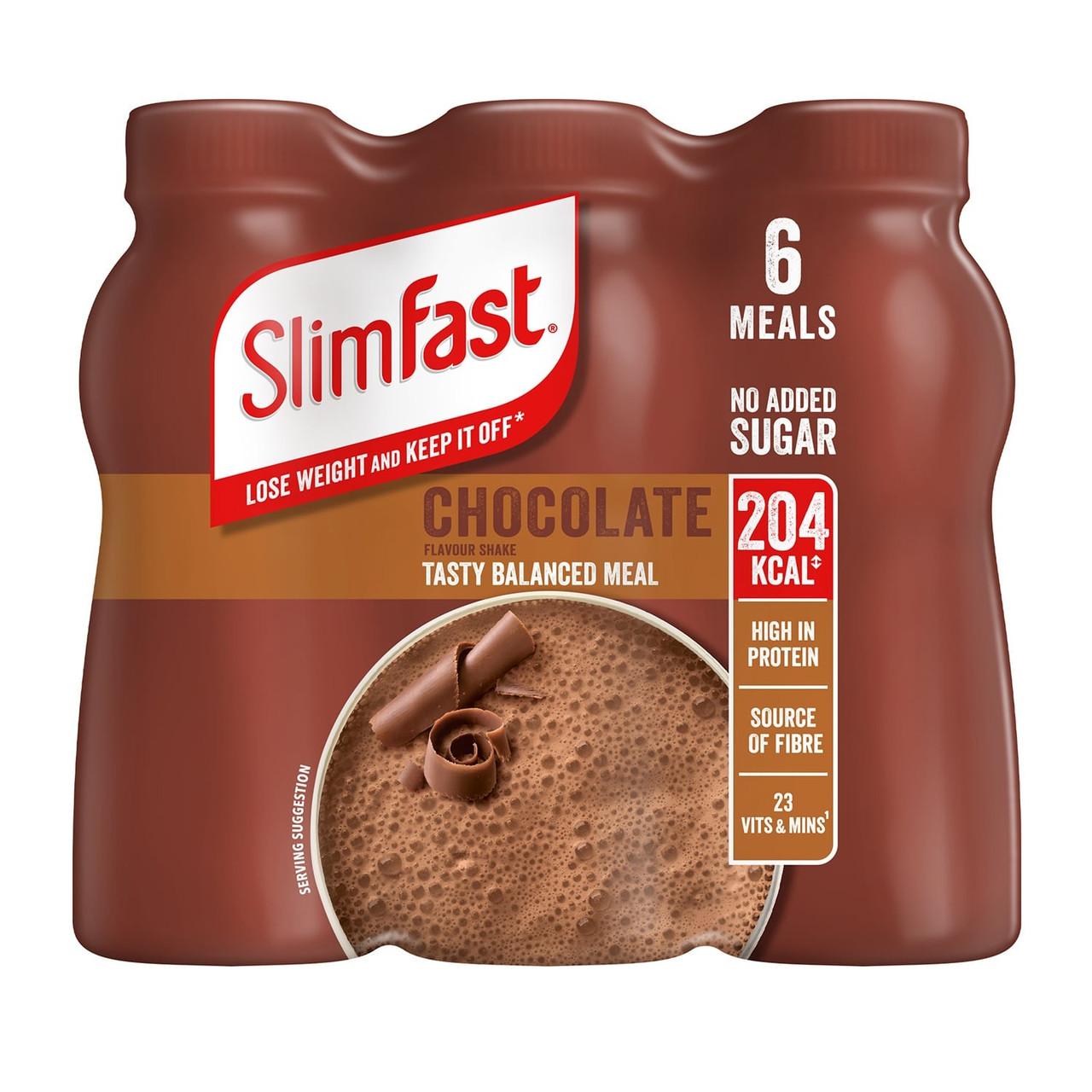 SlimFast Milkshake Multipack Bottle Chocolate 6x325ml Image 1