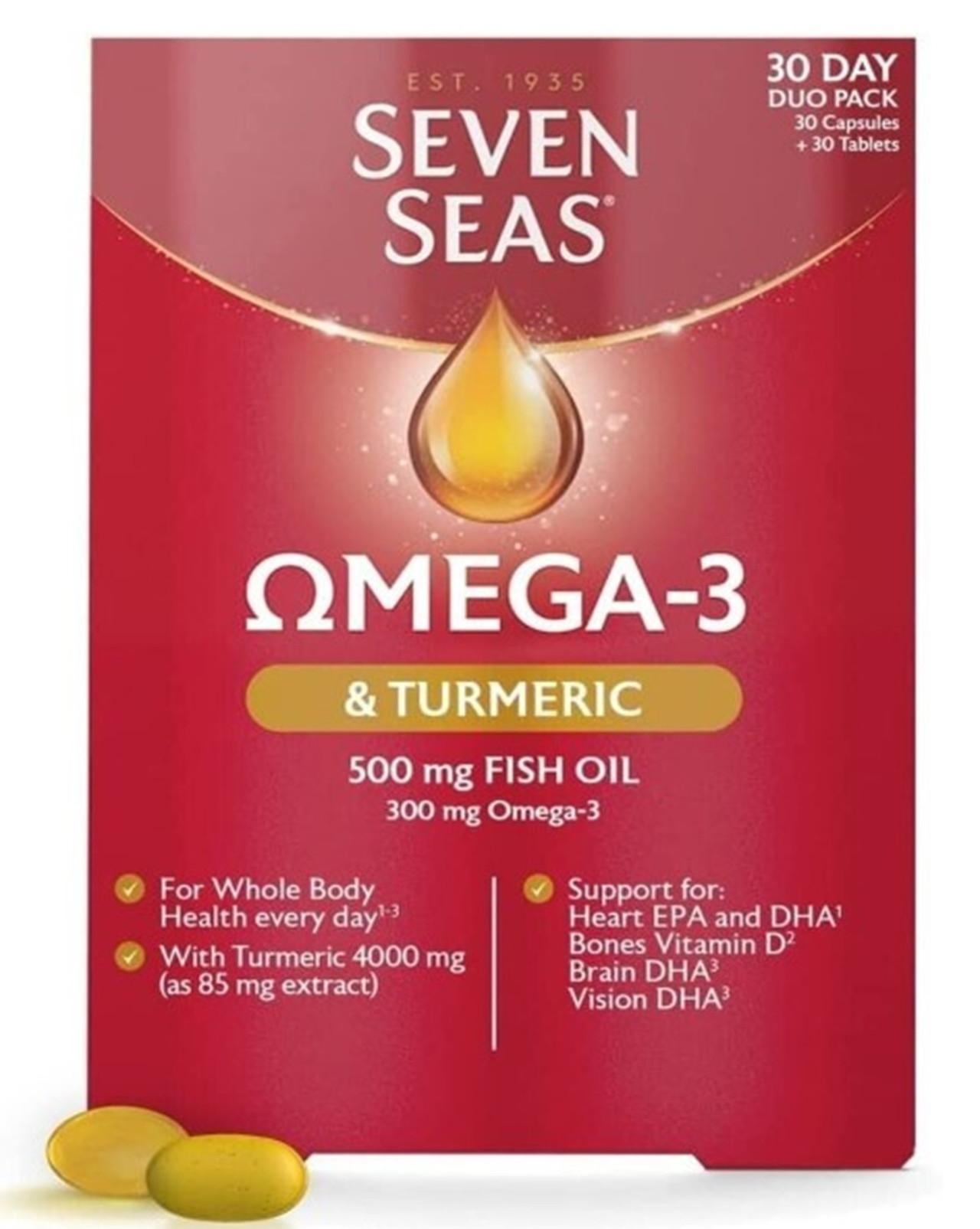 Seven Seas Omega 3 & Turmeric 30 Capsules + 30 Tablets Image 1