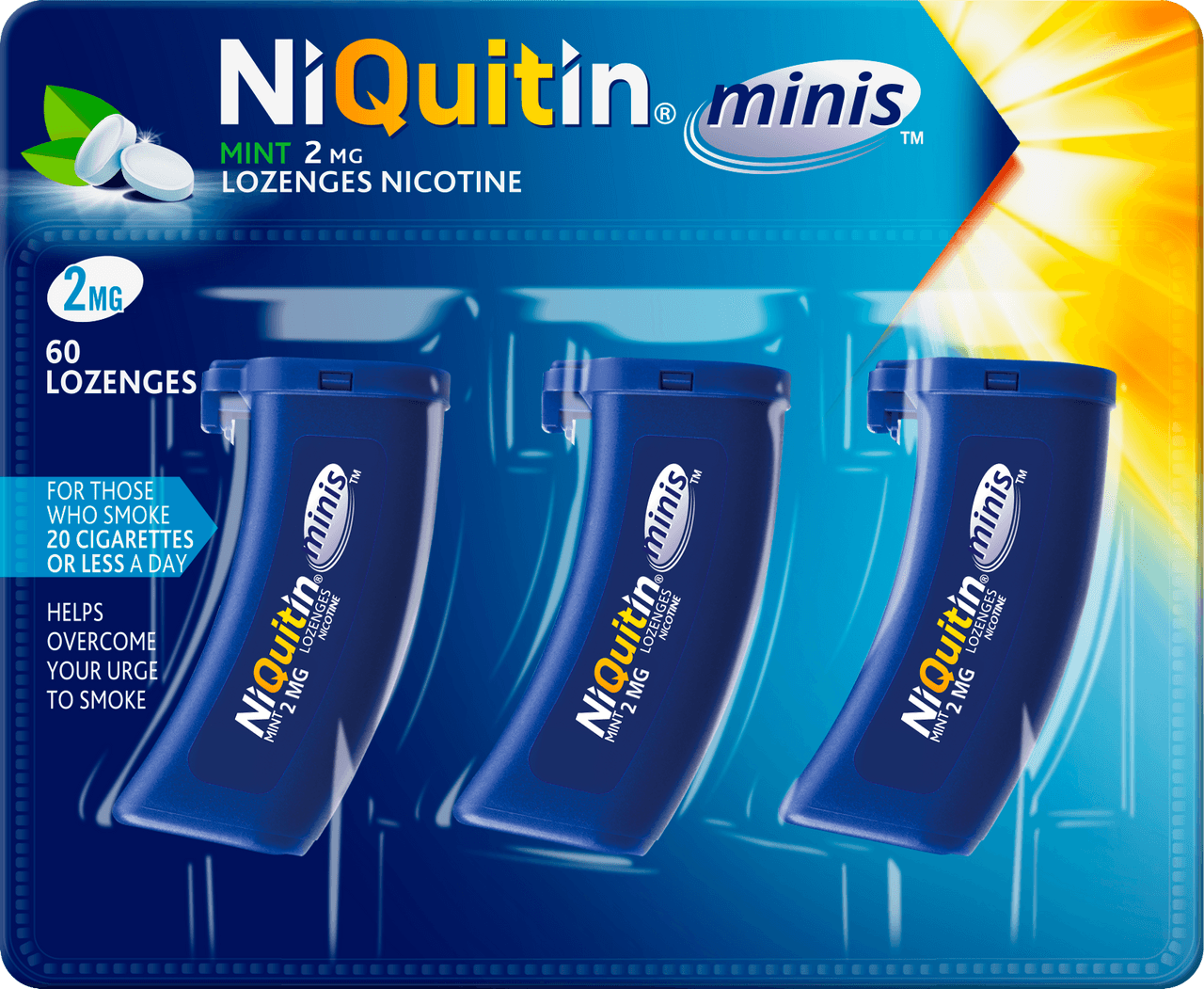 NiQuitin Minis 2mg Mint Lozenges 60 Pack Image 1