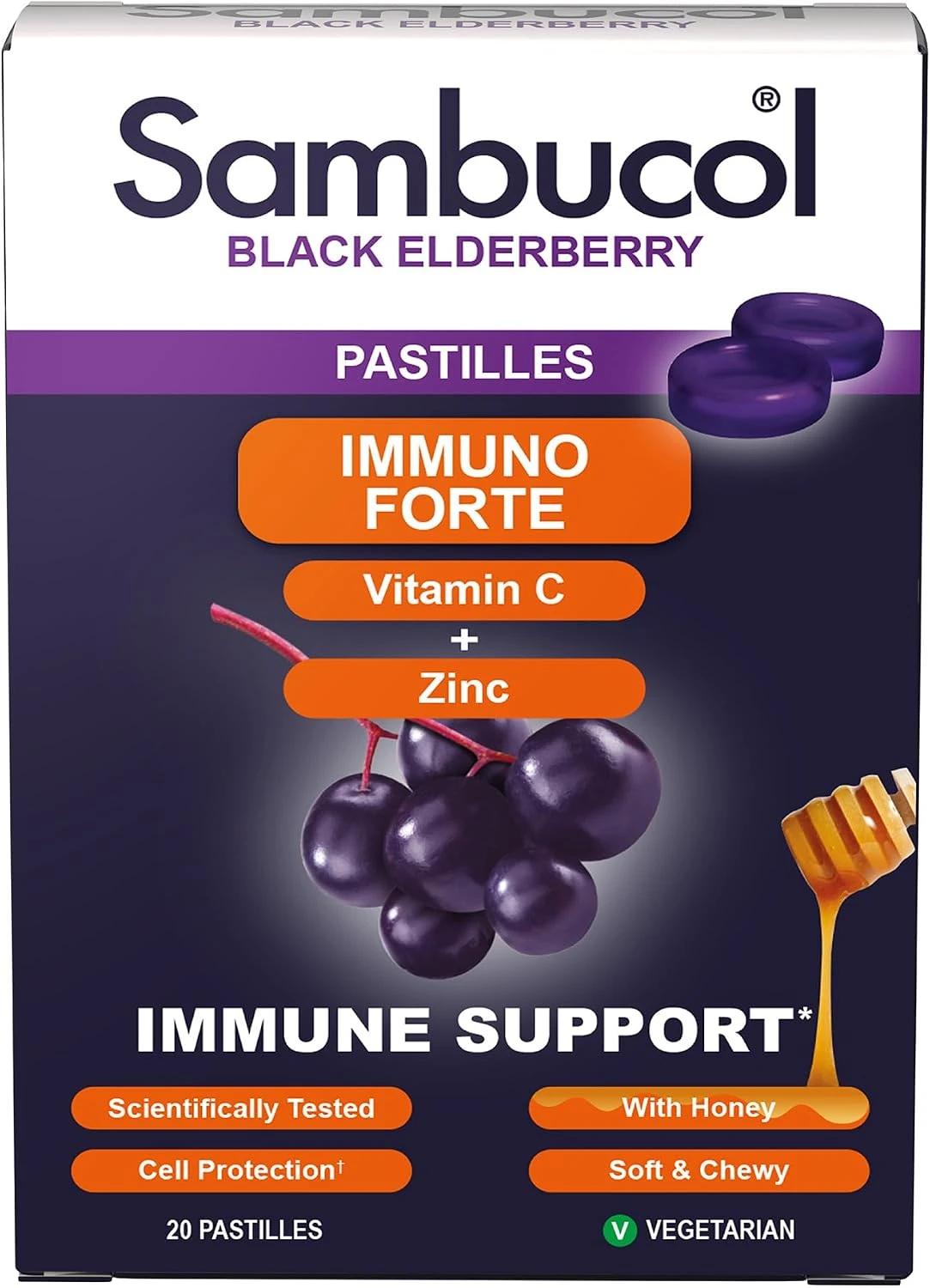 Sambucol Immuno Forte Black Elderberry Pastilles 20 Pack Image 1