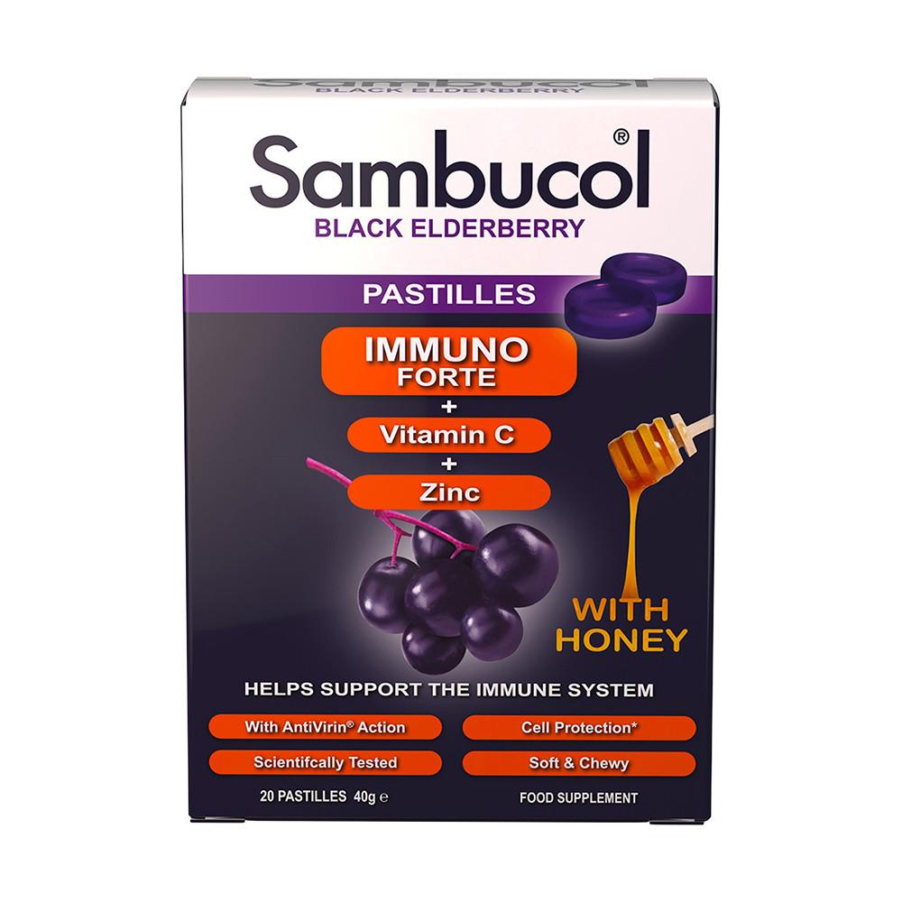 Sambucol Immuno Forte Black Elderberry Pastilles 20 Pack Image 1
