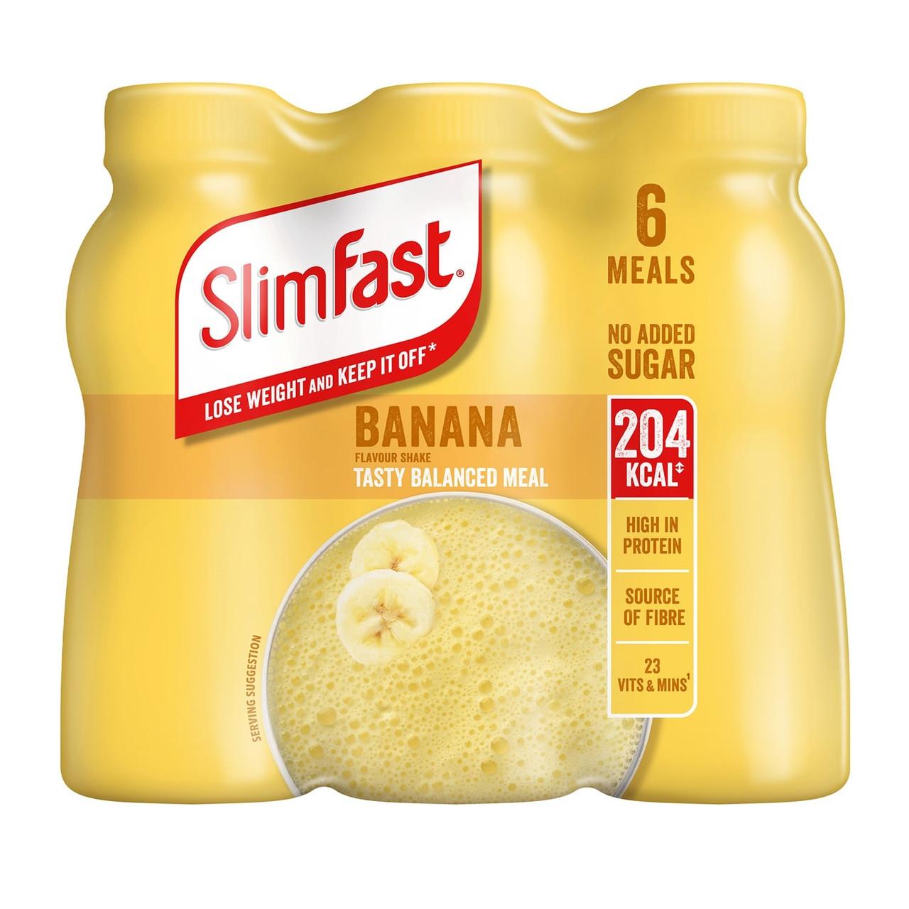 SlimFast Milkshake Multipack Bottle Banana 6x325ml Image 1