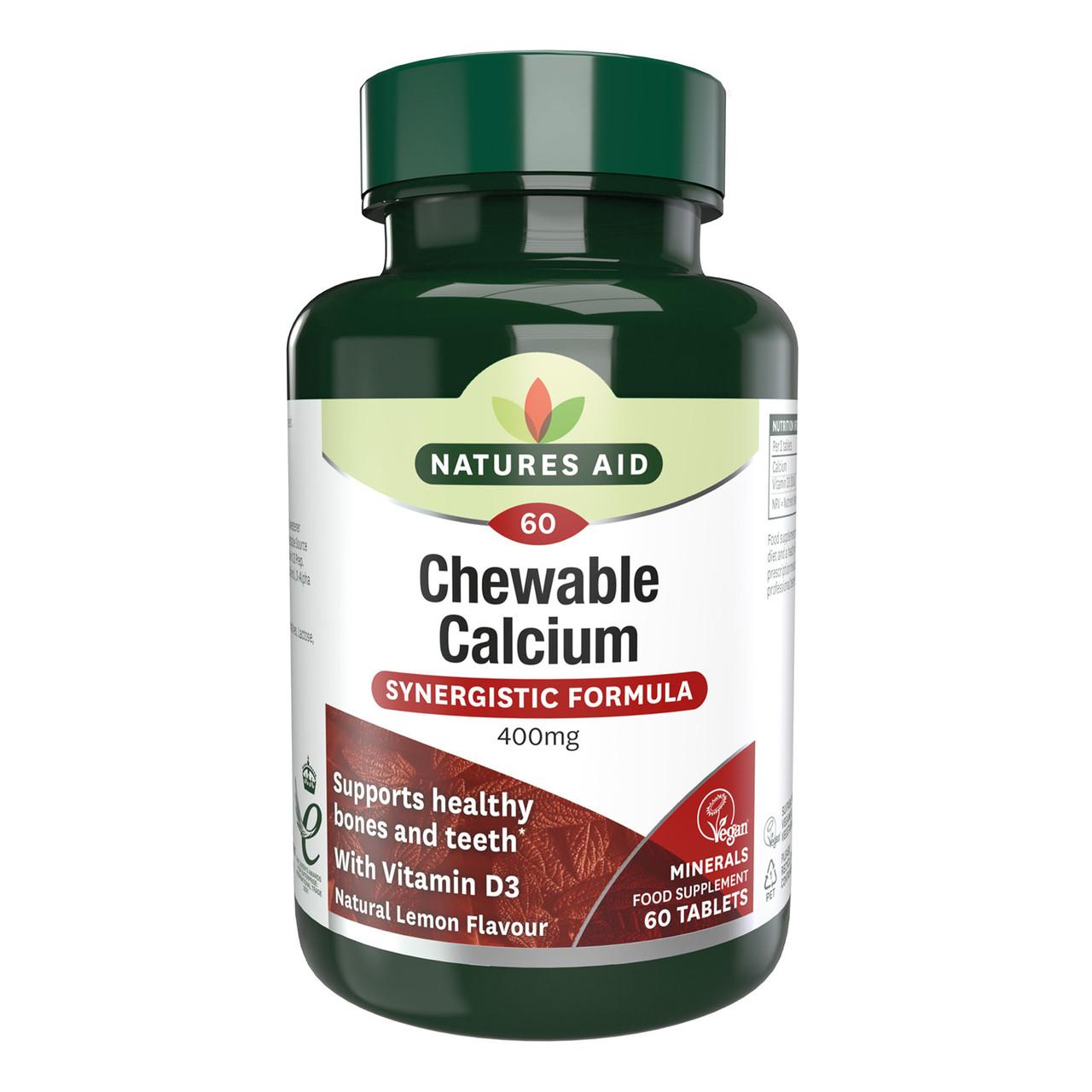 Natures Aid Calcium (Chewable) 400mg (with Vitamin D3) 60 Tablets Image 1
