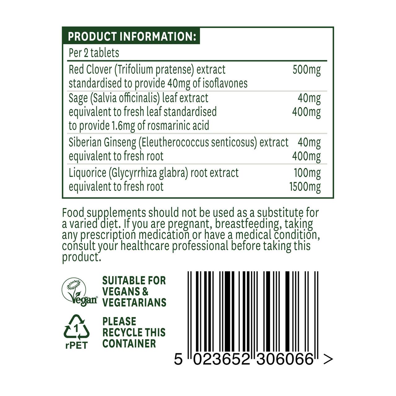 Natures Aid Red Clover Complex with Sage, Siberian Ginseng & Liquorice 60 Tablets Image https://cdn11.bigcommerce.com/s-g585yu857h/images/stencil/1280w/products/4431/8272/Natures-Aid-Red-Clover-Complex-with-Sage_-Siberian-Ginseng-%26-Liquorice__18229__63199.1781536614.jpg1