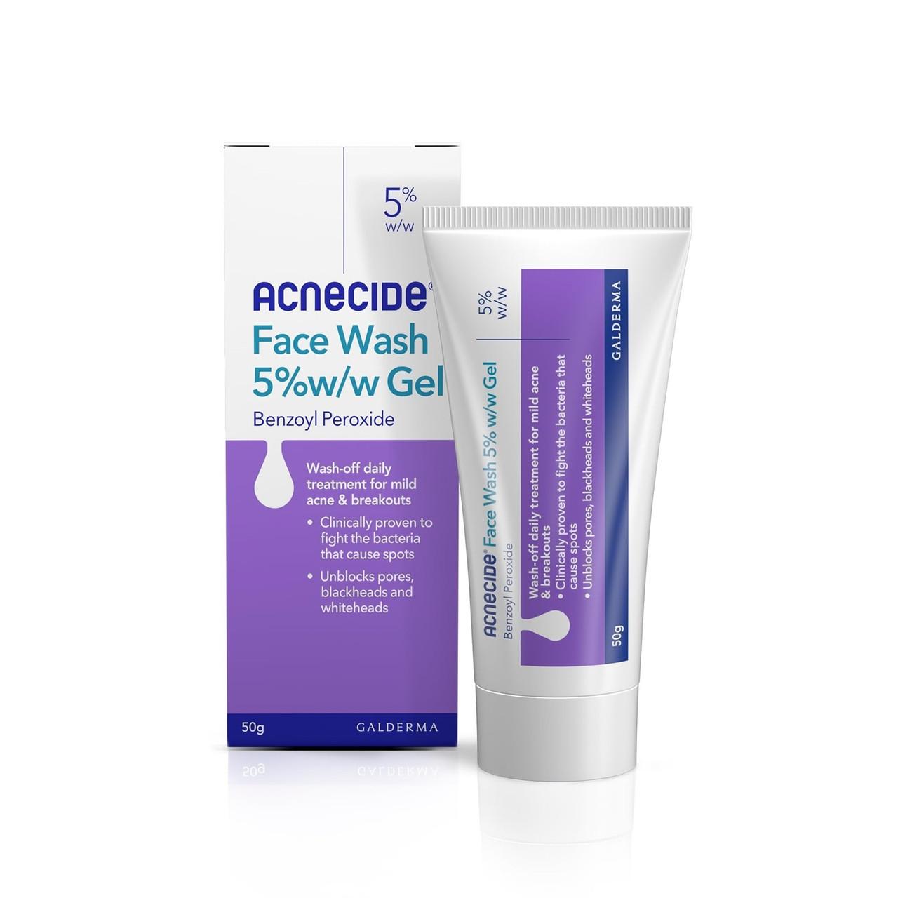 Acnecide Face Wash 5% w/w Benzoyl Peroxide Gel 50g Image 1