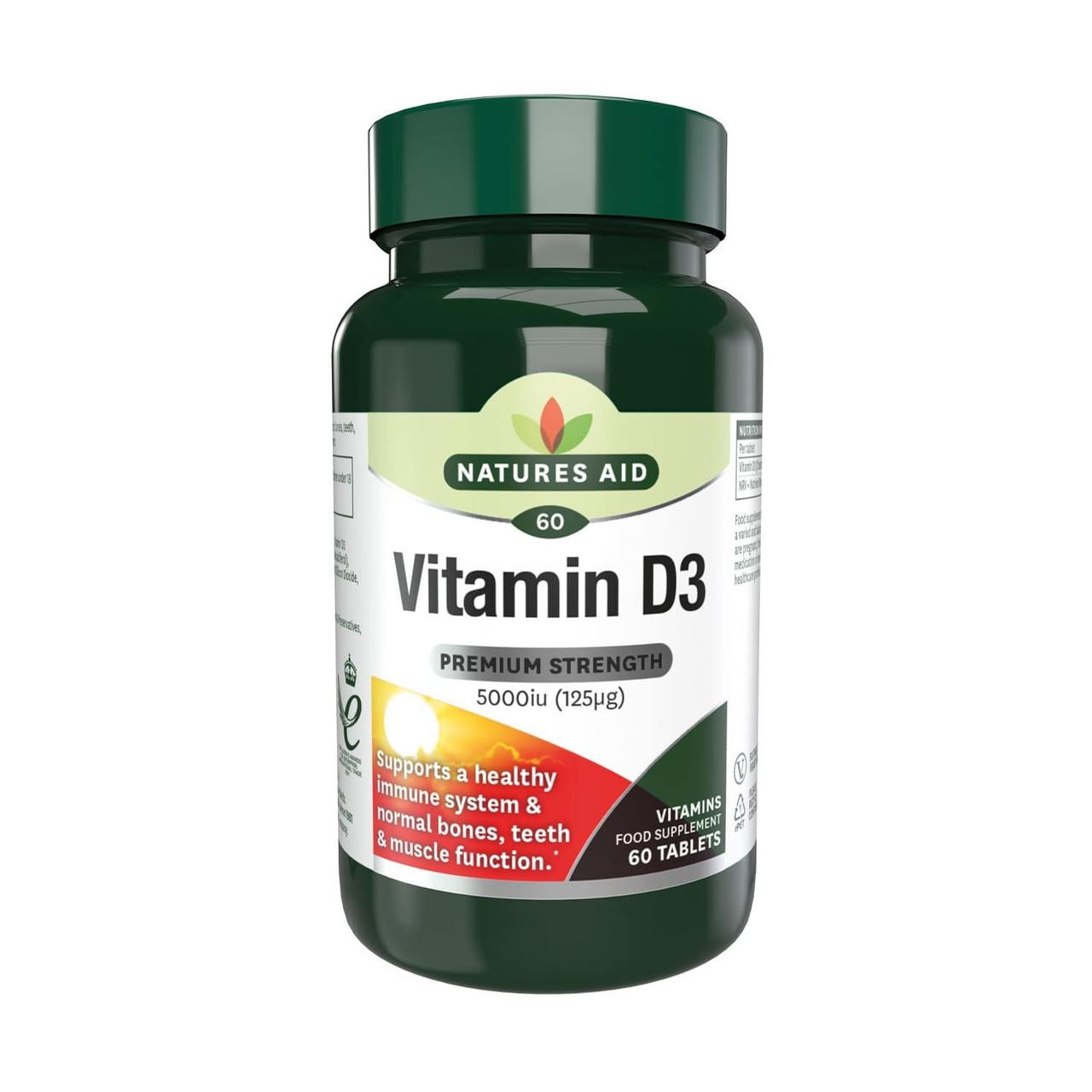 Natures Aid Vitamin D3 5000iu High Strength 60 Tablets Image 1