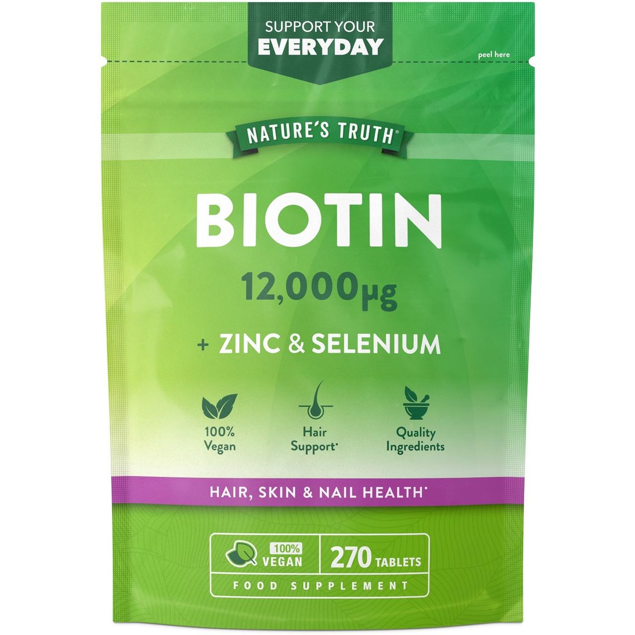 Nature's Truth Biotin Zinc & Selenium Tablets 12,000ug 270 Tablets Image 1
