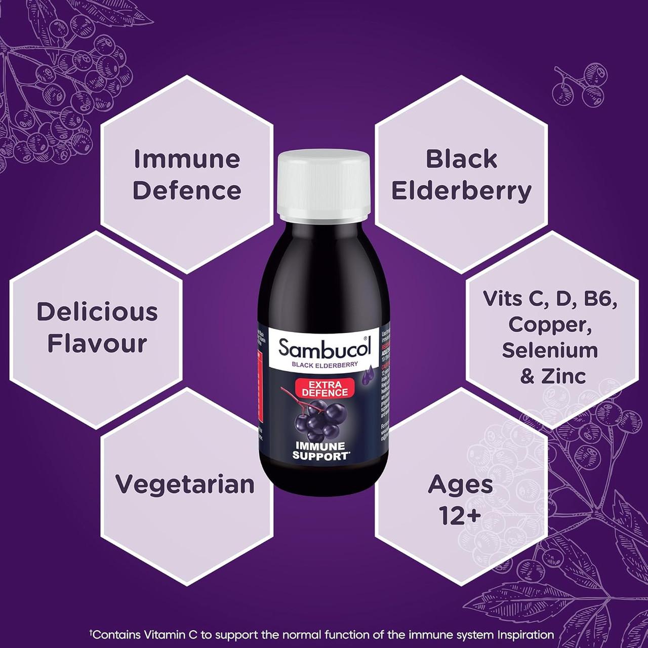 Sambucol Extra Defence Black Elderberry Liquid 120ml Image https://cdn11.bigcommerce.com/s-g585yu857h/images/stencil/1280w/products/4483/38039/81MkDUryJzL._AC_SL1500___93884.1787329694.jpg1