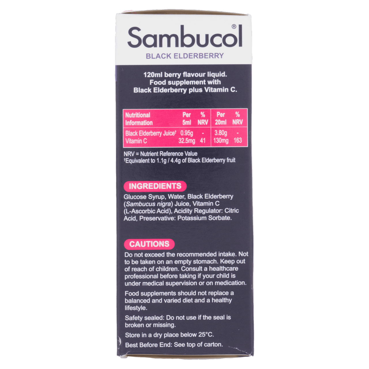 Sambucol Black Elderberry Extract For Kids 120ml Image https://cdn11.bigcommerce.com/s-g585yu857h/images/stencil/1280w/products/4500/10624/5060216560168_T73__21842.1740668044.png1