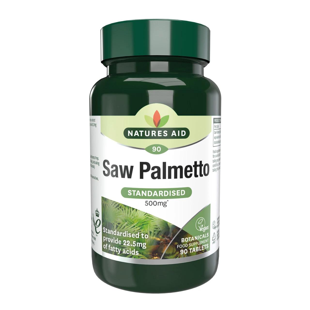 Natures Aid Saw Palmetto 500mg 90 Tablets Image 1