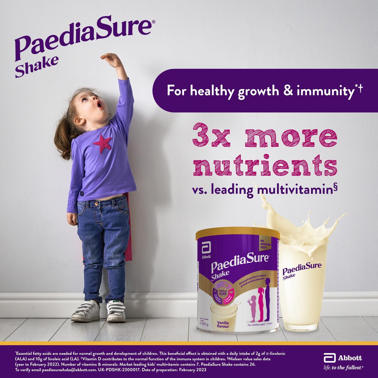 PaediaSure Shake Vanilla Flavour Multivitamin Drink for Kids 4 x 200ml Image https://cdn11.bigcommerce.com/s-g585yu857h/images/stencil/1280w/products/4523/15970/150731_image_4__06302.1781536739.jpg1
