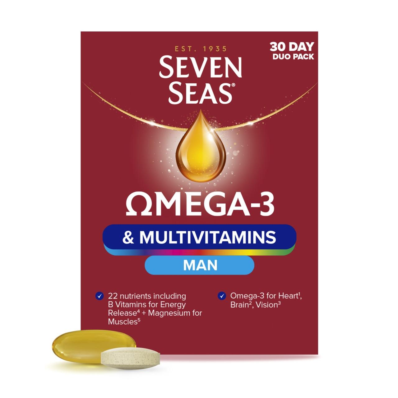 Seven Seas Omega 3 & Multivitamins For Men 30 Tablets + 30 Capsules Image 1