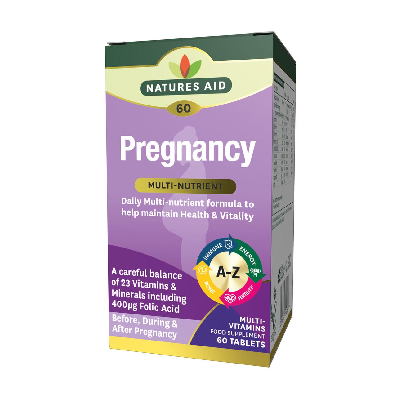 Natures Aid Pregnancy Multi-Vitamins & Minerals (Before, During & After) 60 Tablets Image 1