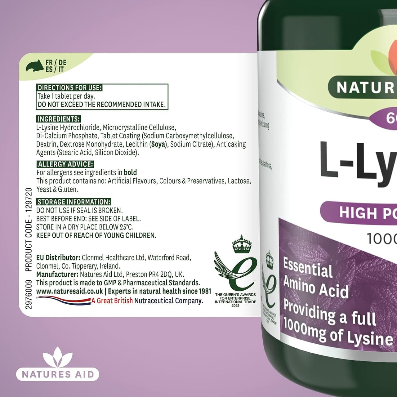 Natures Aid L-Lysine 1000mg 60 Tablets Image https://cdn11.bigcommerce.com/s-g585yu857h/images/stencil/1280w/products/4679/39974/81X1ECK3xCL._AC_SL1500___60339.1789135075.jpg1