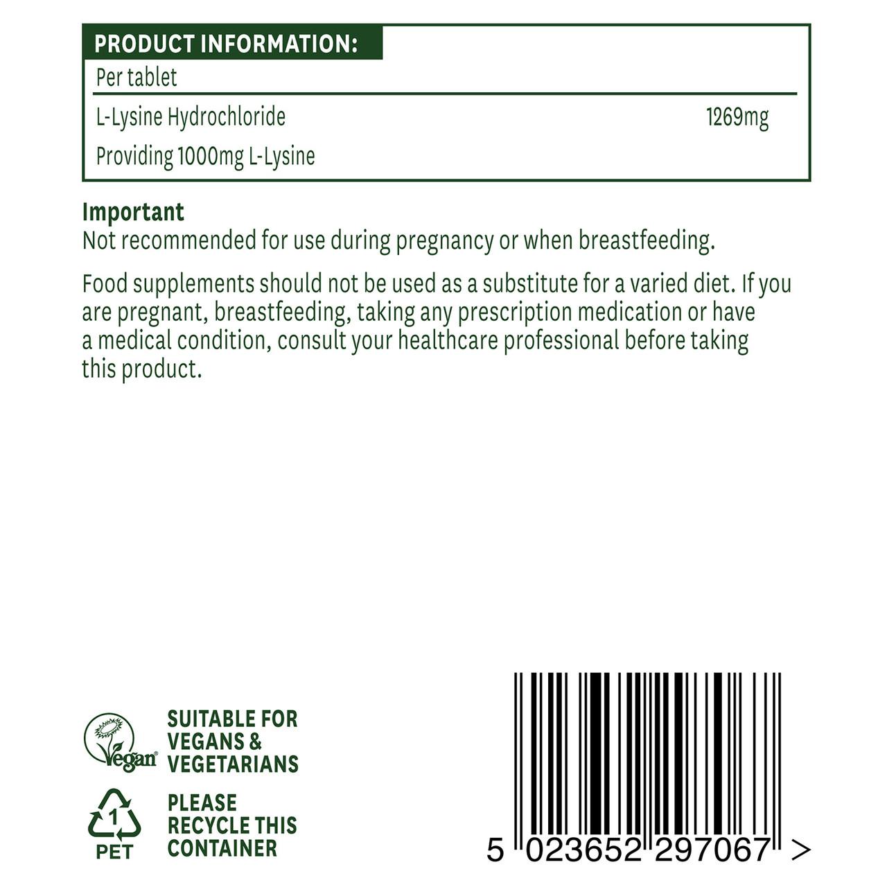 Natures Aid L-Lysine 1000mg 60 Tablets Image https://cdn11.bigcommerce.com/s-g585yu857h/images/stencil/1280w/products/4679/8853/Natures-Aid-L-Lysine-1000mg__74148__66963.1782824071.jpg1