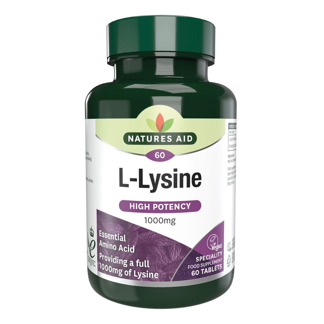 Natures Aid L-Lysine 1000mg 60 Tablets Image 1
