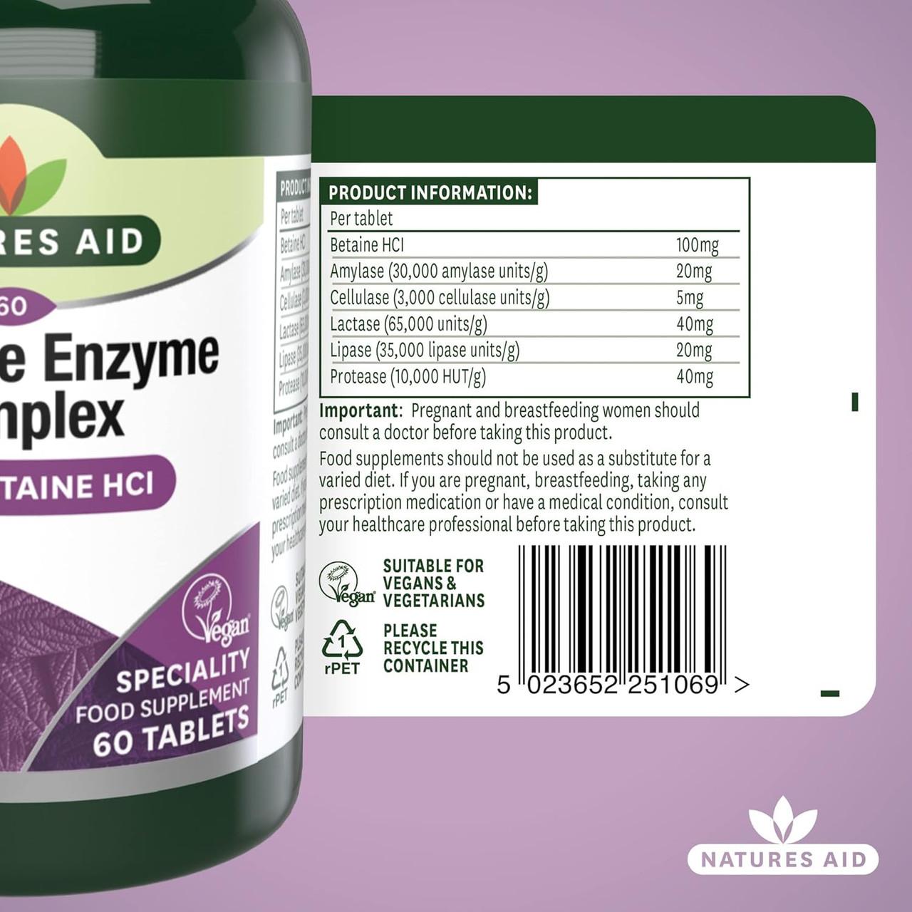 Natures Aid Digestive Enzyme Complex (with Betaine HCI) 60 Tablets Image https://cdn11.bigcommerce.com/s-g585yu857h/images/stencil/1280w/products/4723/30067/71EcAd-gNbL._AC_SL1500___19324.1777638055.jpg1