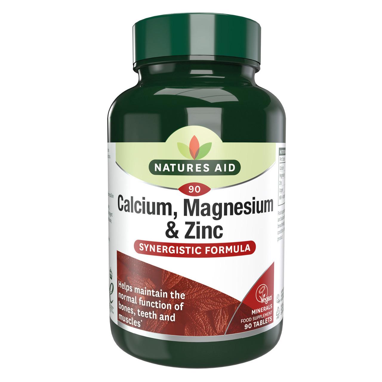 Natures Aid Calcium, Magnesium + Zinc 90 Tablets Image 1