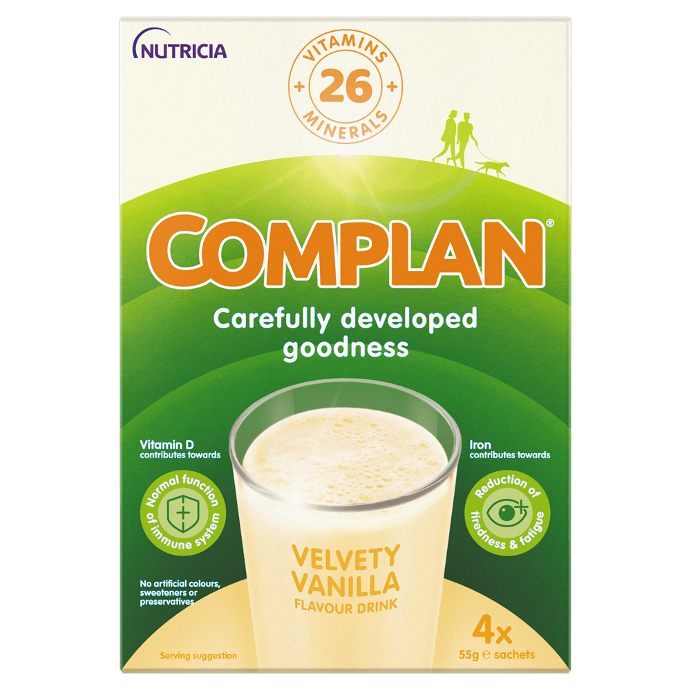 Complan Vanilla Nutritional Drink 4 x 55g Sachets Image 1