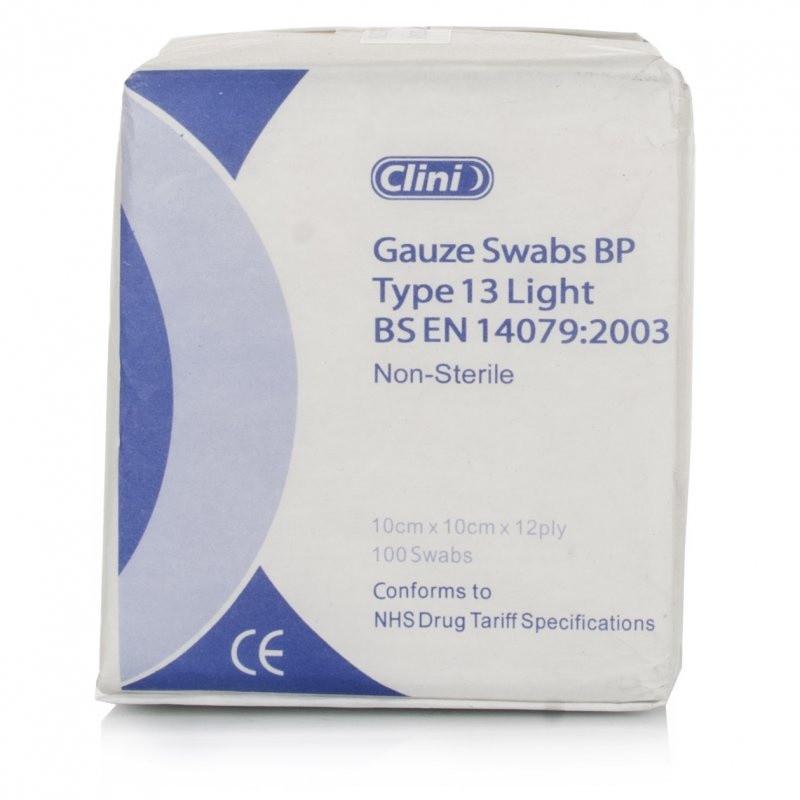 Gauze Swabs 12 Ply 100 Swabs 10cm x 10cm Image 1