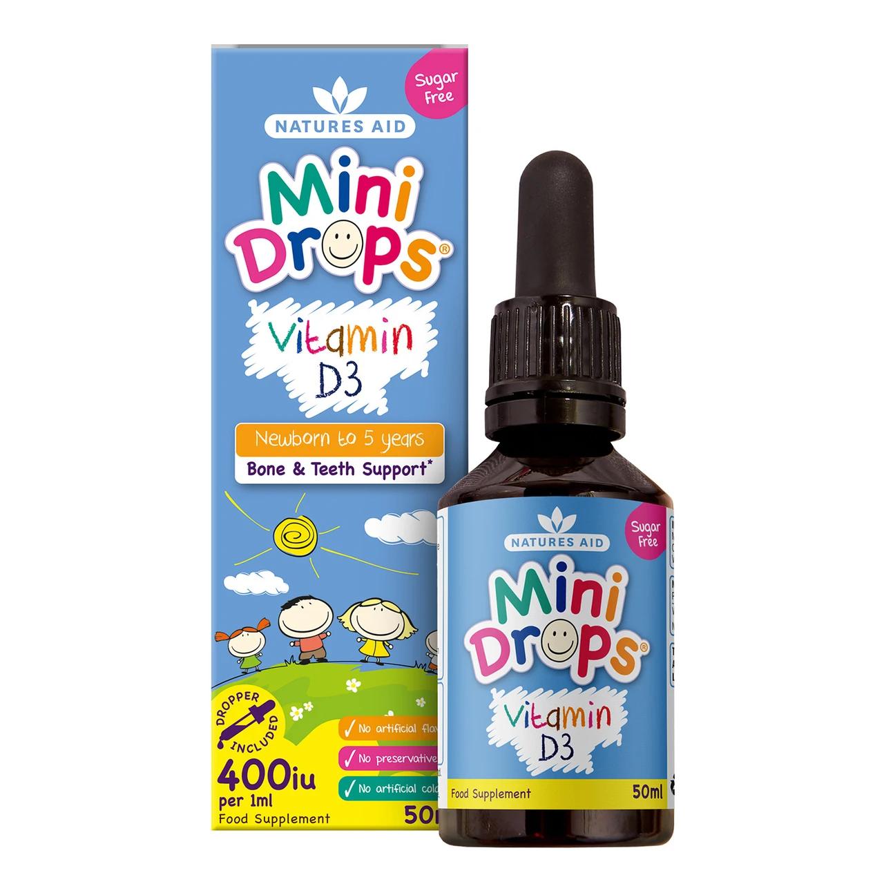 Natures Aid Vitamin D3 400iu (10ug) Mini Drops 50ml Image 1