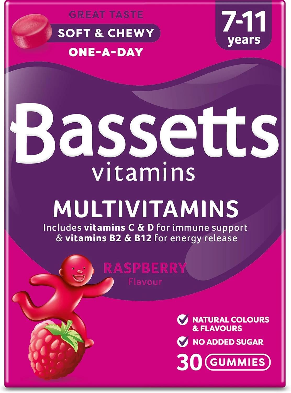 Bassetts Multivitamins For 7-11 Years Raspberry Flavour 30 Chewy Multivitamins Image 1