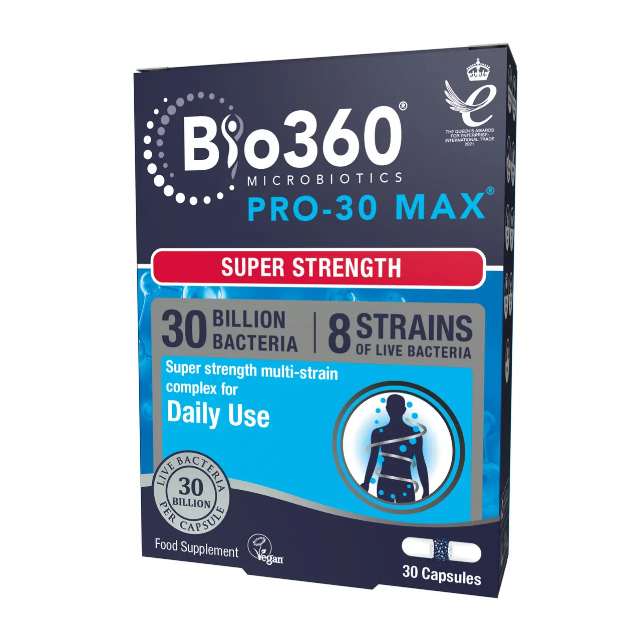 Bio360 Pro-30 MAX (30 Billion Bacteria) 8 Strain Complex 30 Capsules Image 1