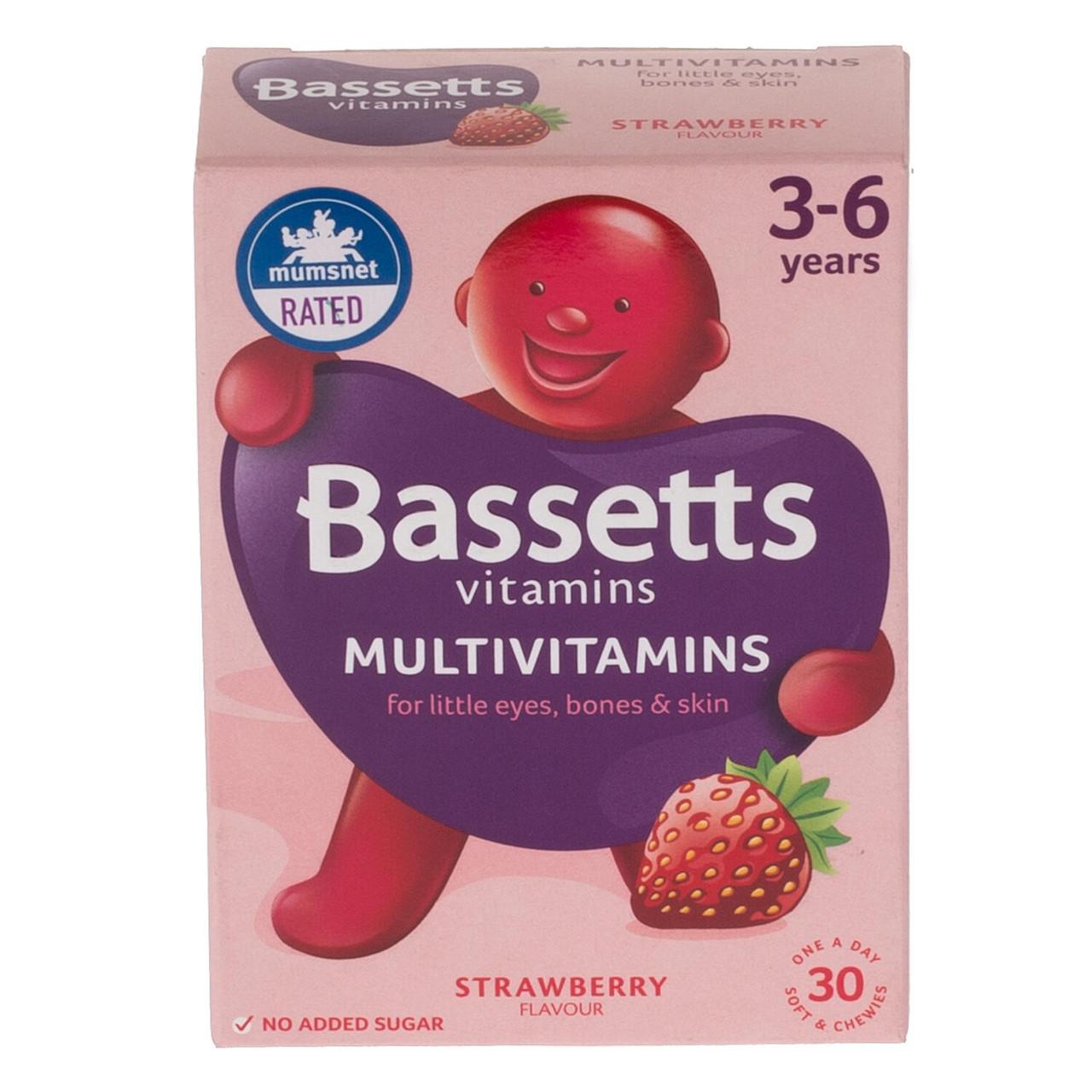 Bassetts Multivitamins For 3-6 Years Strawberry Flavour 30 Soft & Chewy Multivitamins Image 1