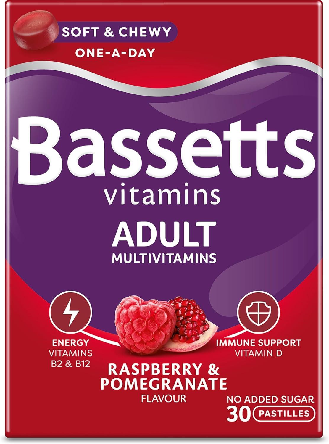 Bassetts Adult Multivitamins Raspberry & Pomegranate Flavour 30 Chewies Image 1