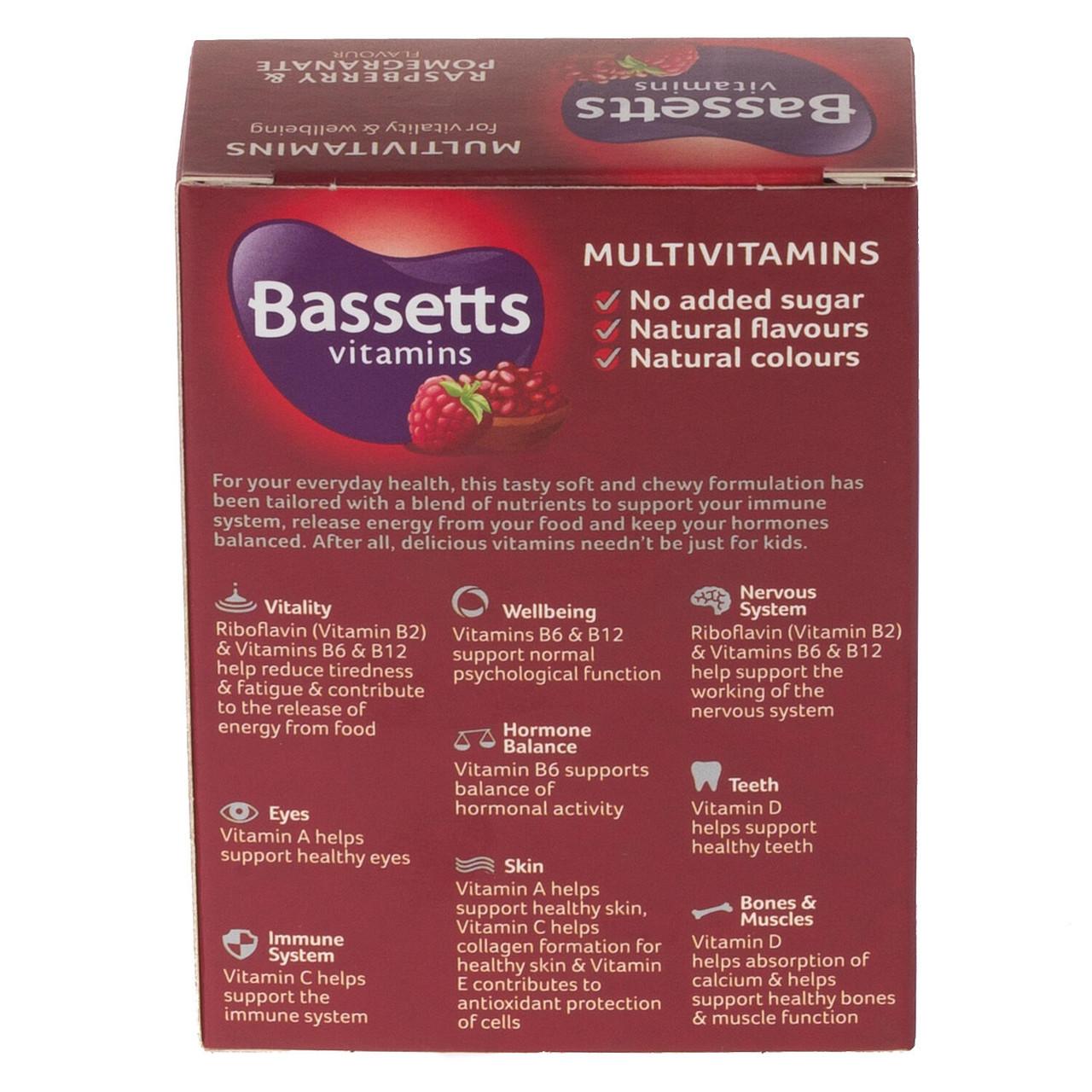 Bassetts Adult Multivitamins Raspberry & Pomegranate Flavour 30 Chewies Image https://cdn11.bigcommerce.com/s-g585yu857h/images/stencil/1280w/products/4889/9291/bassetts-adult-raspberry-and-pomegranate-soft-and-chewies-30-pack__38091__02965.1782823833.jpg1