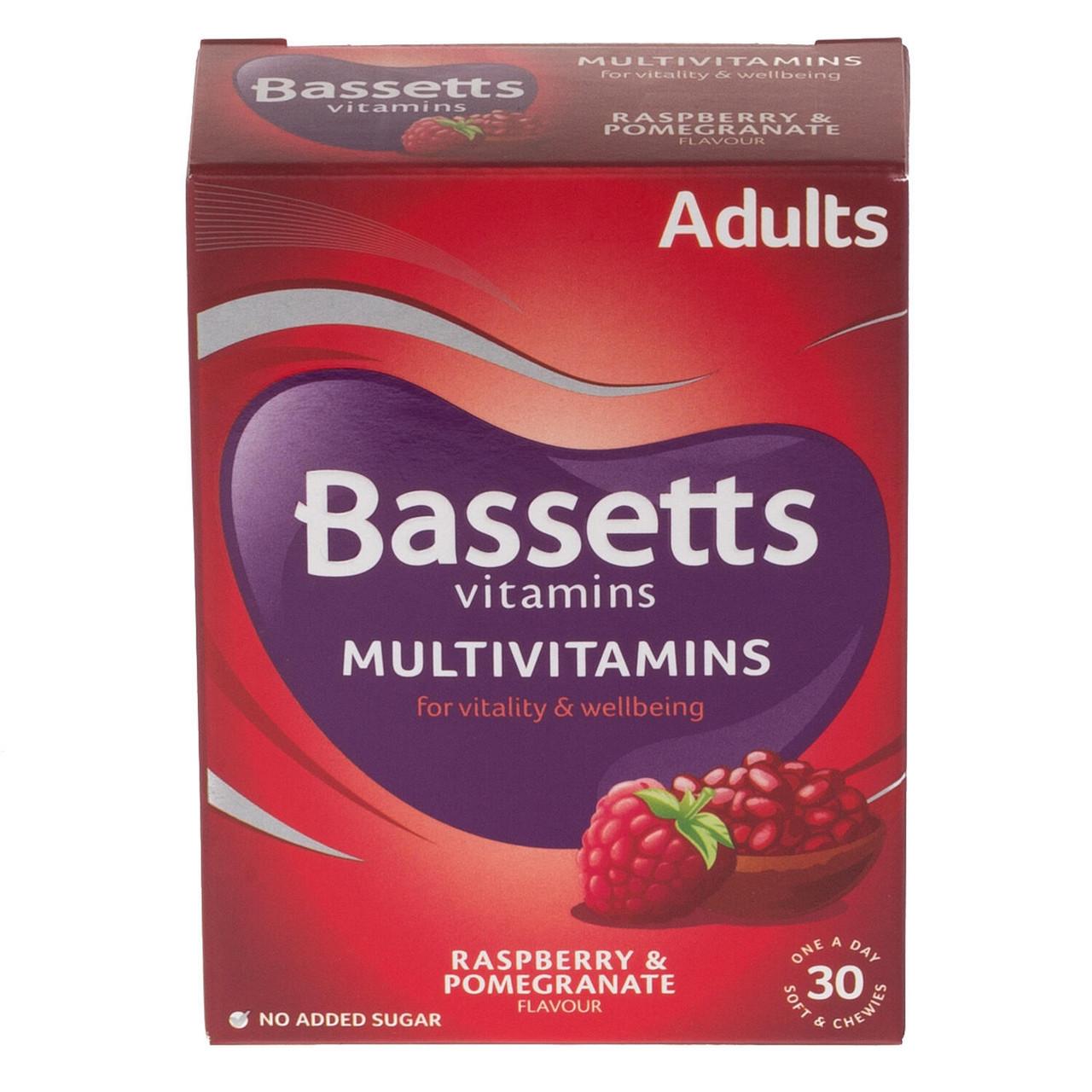 Bassetts Adult Multivitamins Raspberry & Pomegranate Flavour 30 Chewies Image 1
