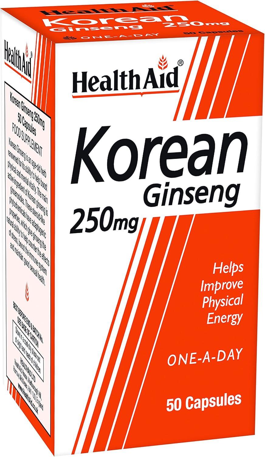 HealthAid Korean Ginseng 250mg 50 Capsules Image 1