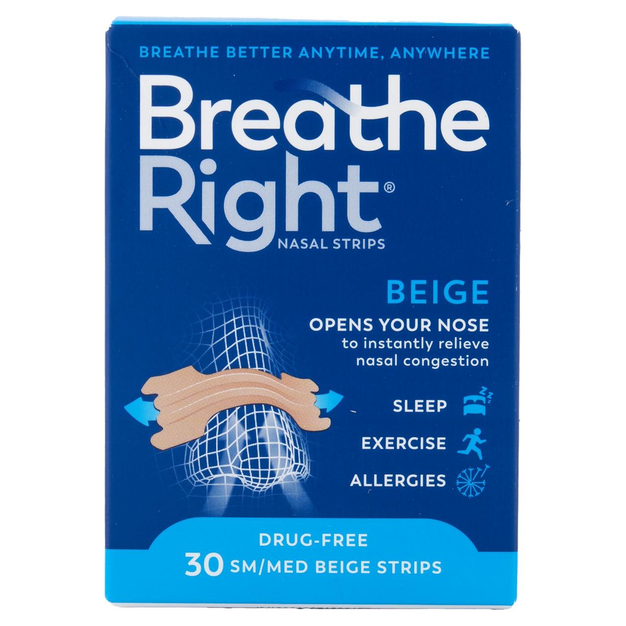 Breathe Right Congestion Relief Nasal Strips Beige Small/Medium 30 Strips Image 1