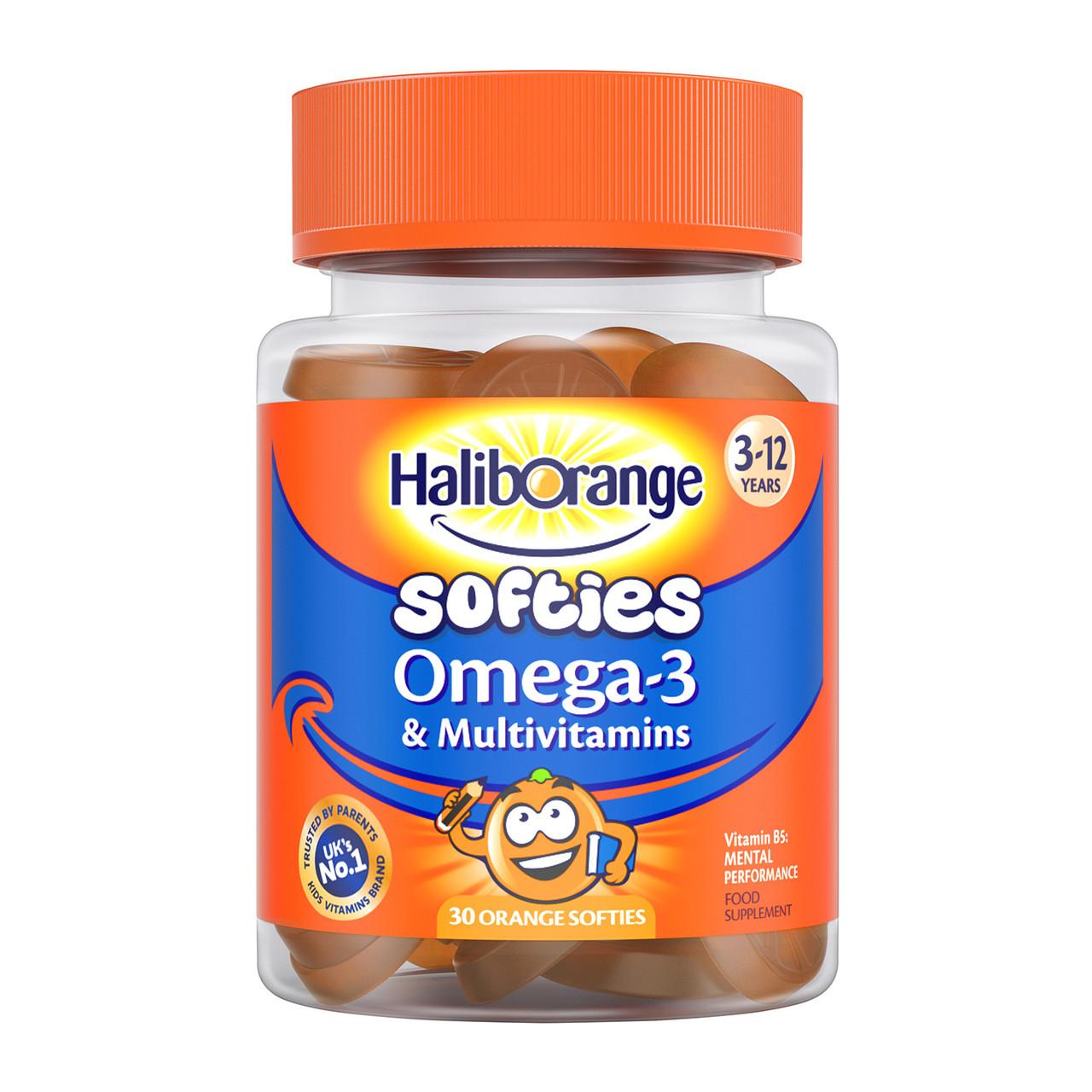 Haliborange Omega-3 & Multivitamin Orange Flavour 30 Softies Image 1