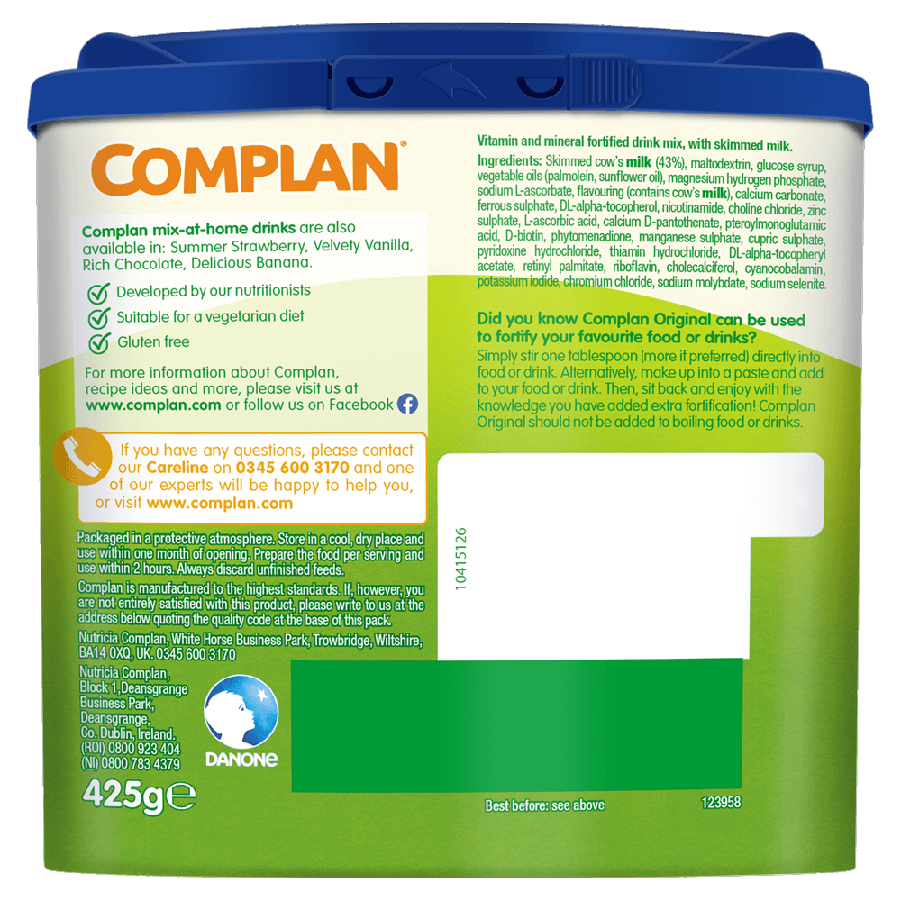 Complan Original Nutritional Drink 425g Image https://cdn11.bigcommerce.com/s-g585yu857h/images/stencil/1280w/products/4948/9416/Complan-Original-Nutritional-Drink__11405__41439.1740668083.png1