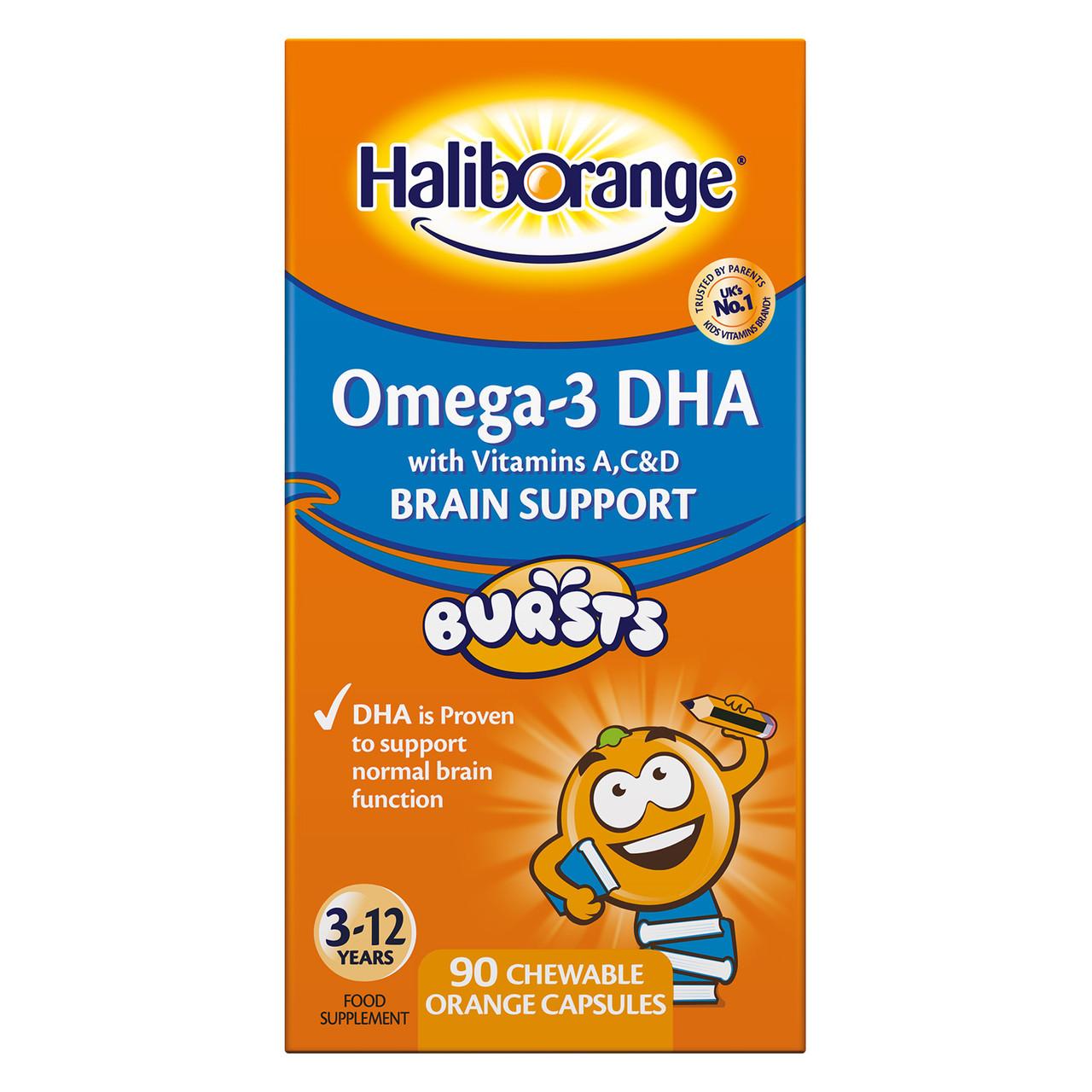 Haliborange Omega 3 DHA Brain Support Burst Orange 90 Capsules Image 1