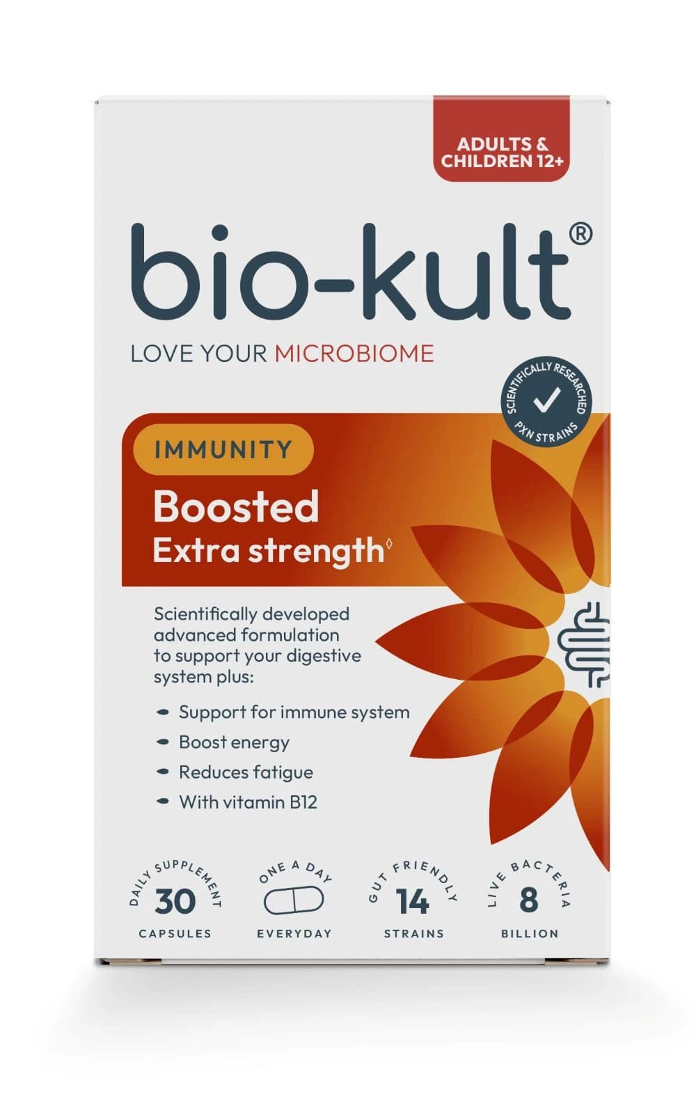 Bio-Kult Boosted Extra Strength Biotics Gut Supplement 30 Capsules Image 1