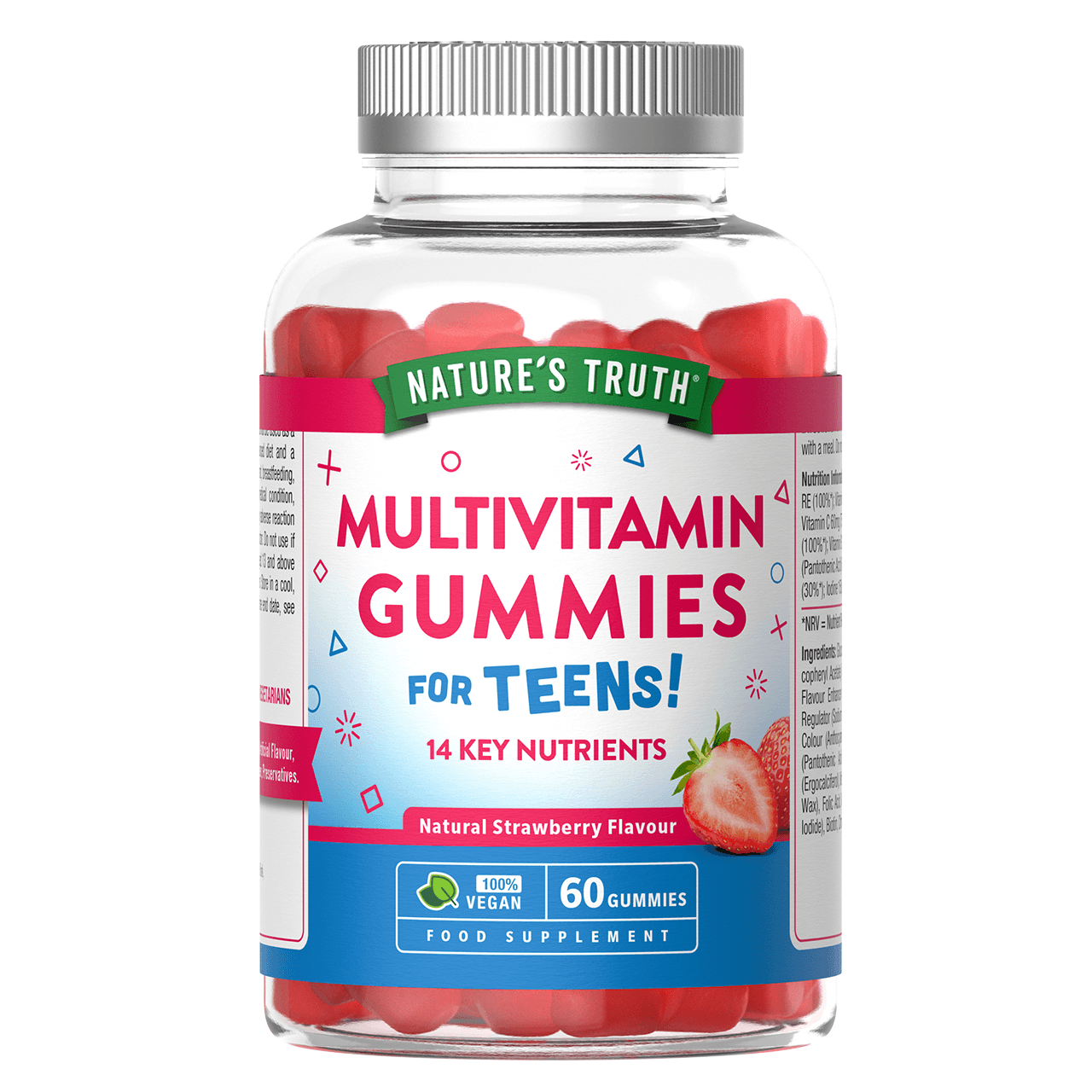 Nature's Truth Teen Multivitamin Natural Strawberry Flavour 60 Gummies Image 1