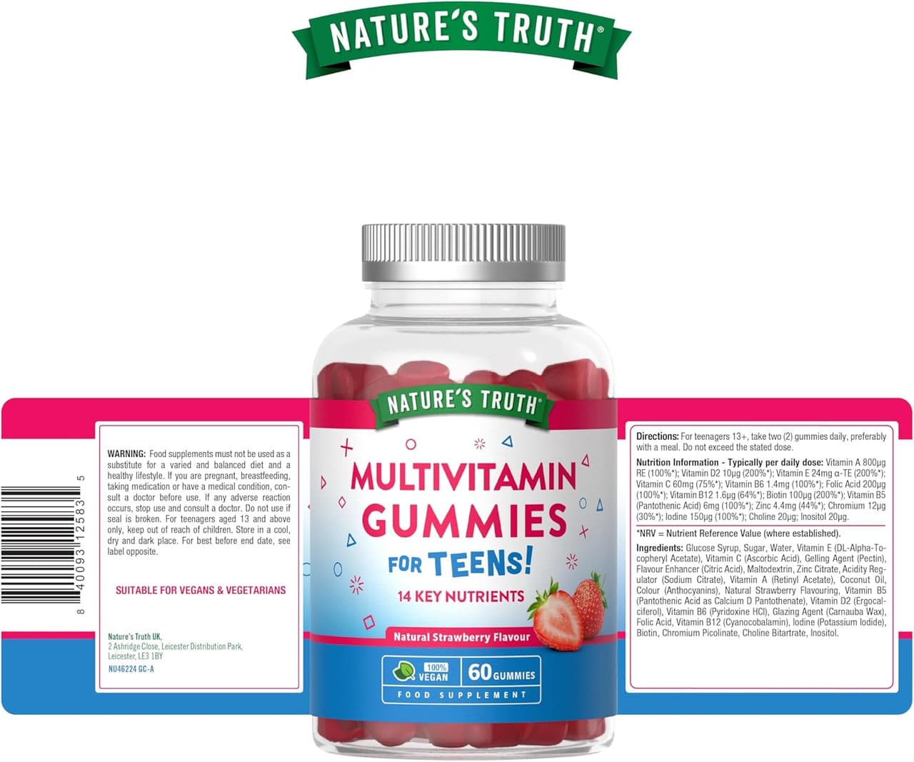 Nature's Truth Teen Multivitamin Natural Strawberry Flavour 60 Gummies Image https://cdn11.bigcommerce.com/s-g585yu857h/images/stencil/1280w/products/5420/37960/81xz7AGUYhL._AC_SL1500___94549.1787328430.jpg1