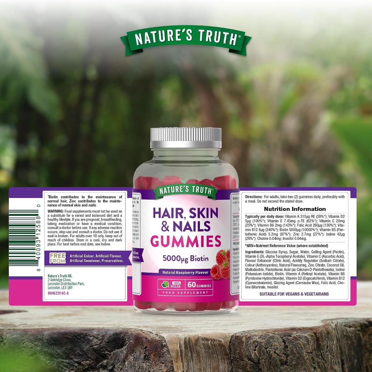 Nature's Truth Hair Skin & Nails Natural Raspberry Flavour 60 Gummies Image https://cdn11.bigcommerce.com/s-g585yu857h/images/stencil/1280w/products/5423/37945/81JNTJ9zpjL._AC_SL1500___53206.1787327799.jpg1