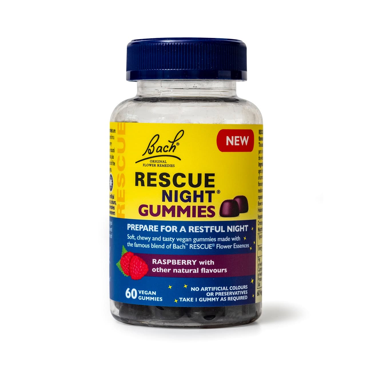 Rescue Night Gummies Raspberry Flavour 60 gummies Image 1