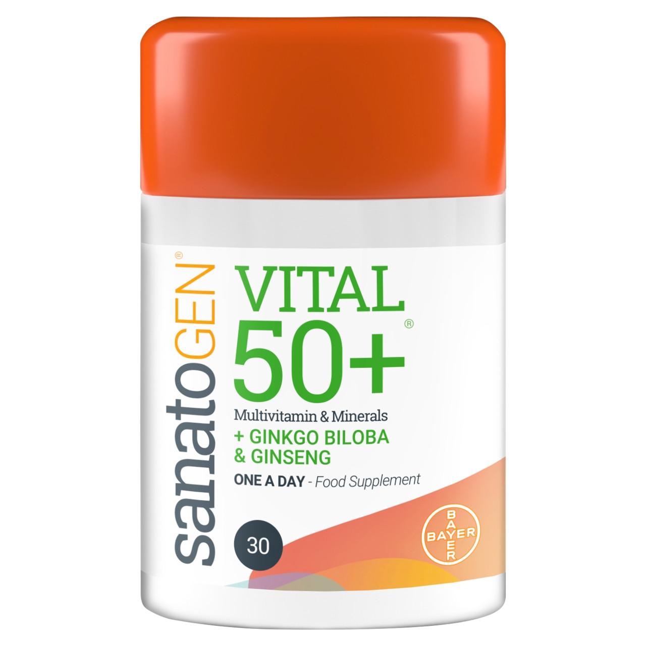 Sanatogen Vital 50+ Multivitamins + Gingko Biloba & Ginseng 30 Tablets Image 1