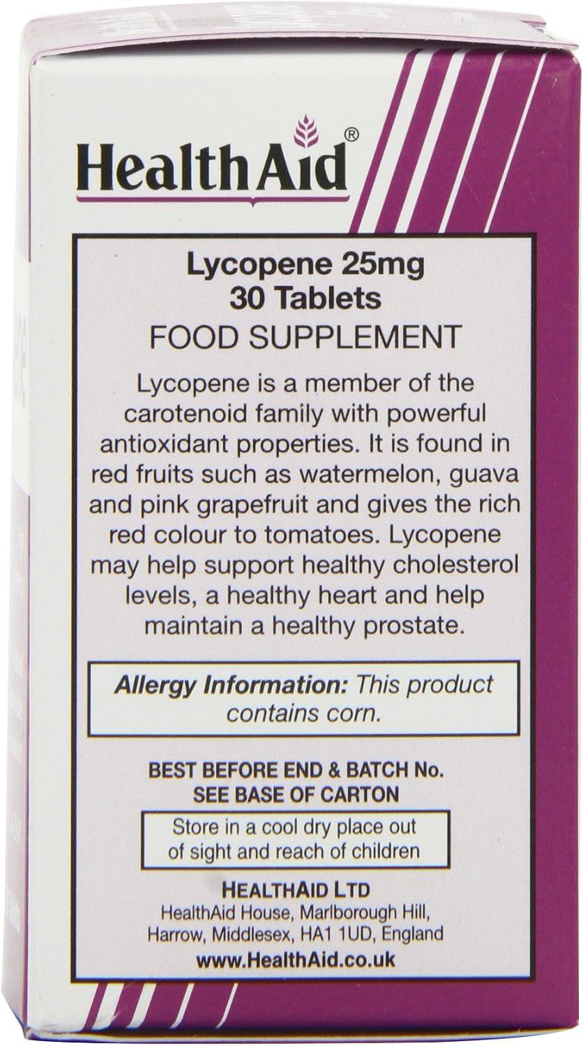 HealthAid Lycopene 25mg 30 Tablets Image https://cdn11.bigcommerce.com/s-g585yu857h/images/stencil/1280w/products/5527/38155/81p72Gn57-L._AC_SL1500___57783.1787587322.jpg1