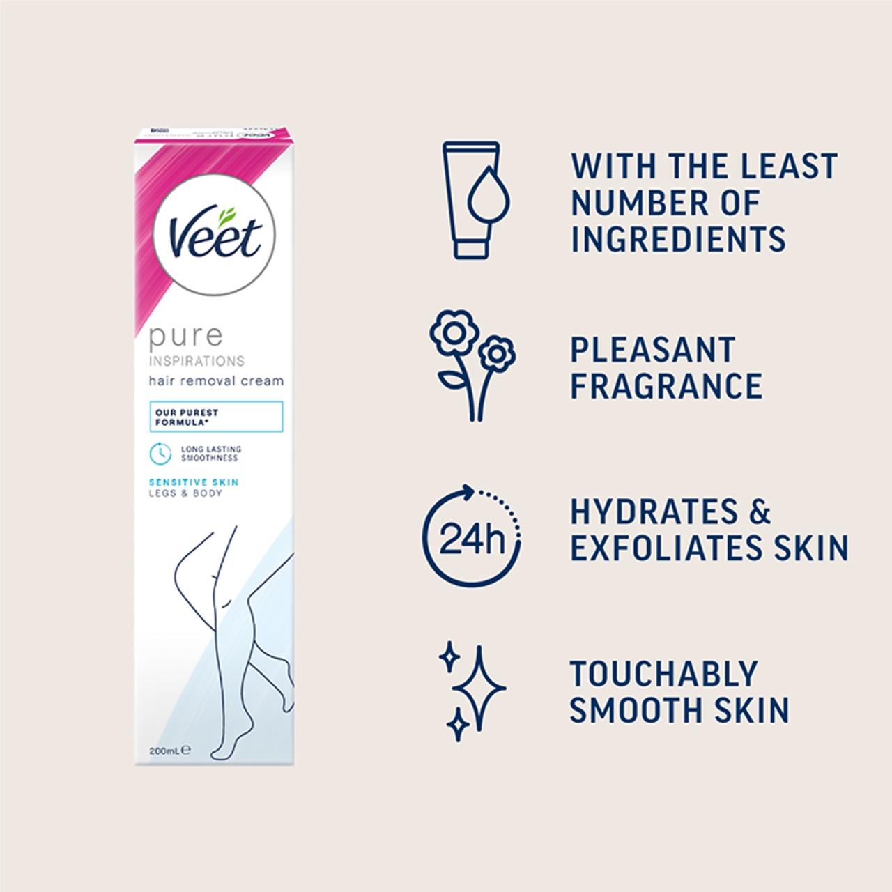 Veet Pure Inspirations Legs & Body Hair Removal Cream for Sensitive Skin 200ml Image https://cdn11.bigcommerce.com/s-g585yu857h/images/stencil/1280w/products/6389/11279/5011417540169_T61__61612.1740668142.jpg1