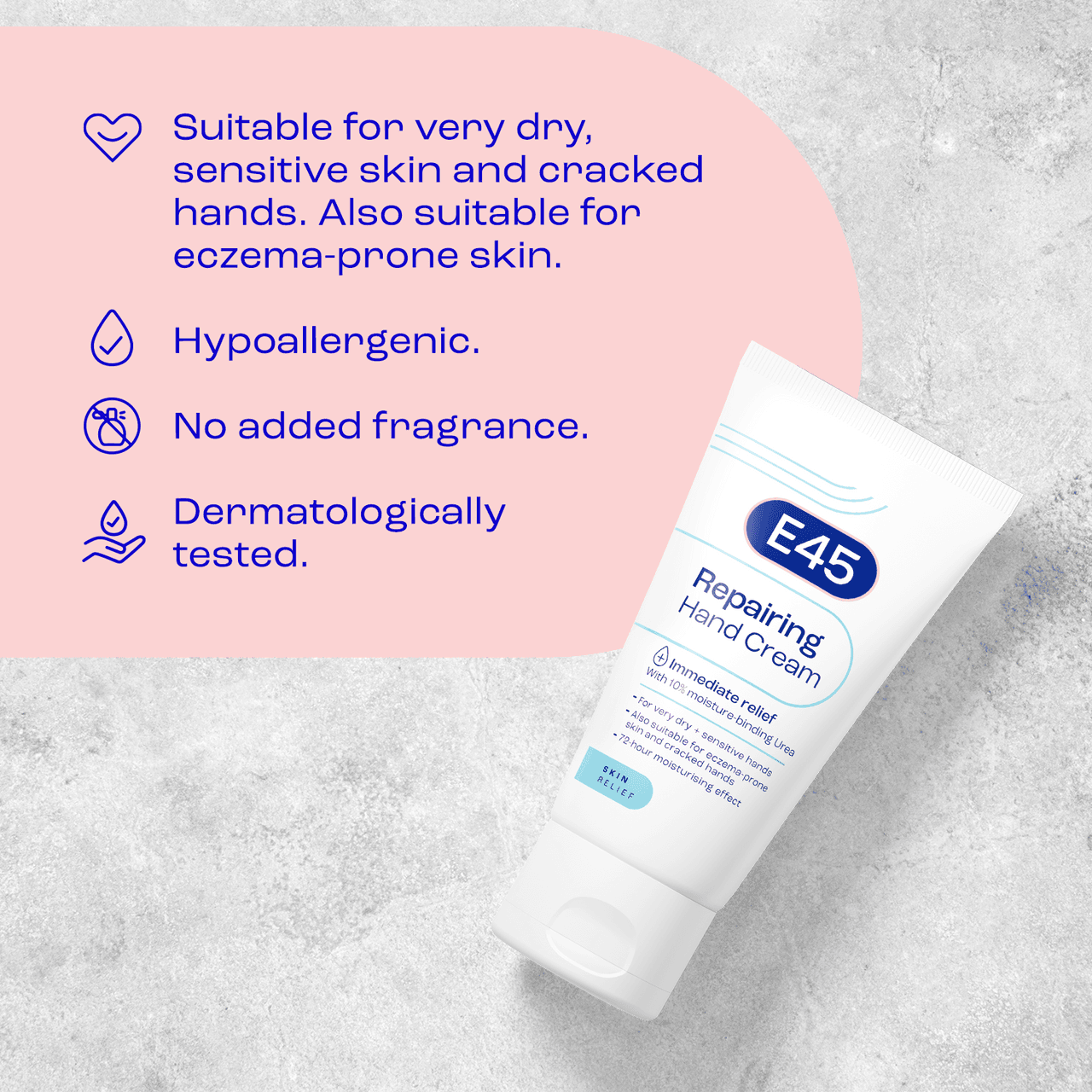 E45 Repairing Hand Cream - For Very Dry Hands 50ml Image https://cdn11.bigcommerce.com/s-g585yu857h/images/stencil/1280w/products/6430/12965/0156143B__15114.1743688384.png1