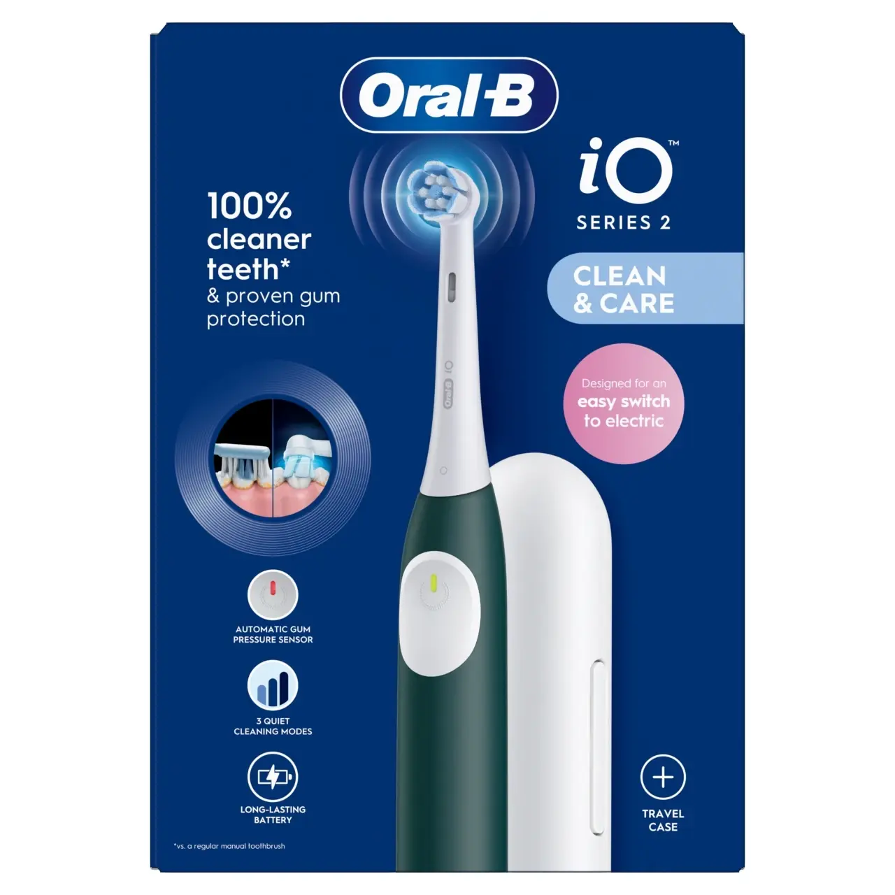 Oral-B iO2 Forest Green Electric Toothbrush &Travel Case Image 1