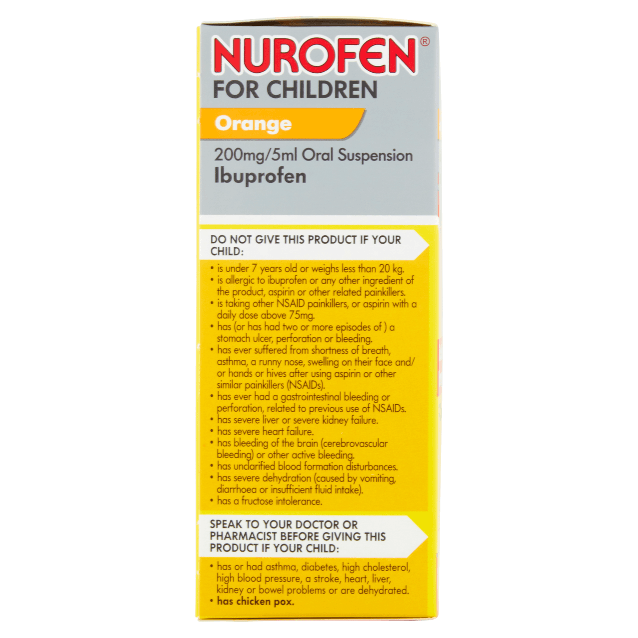 Nurofen Double Strength For Children 7-12 years Orange Flavour 100ml Image https://cdn11.bigcommerce.com/s-g585yu857h/images/stencil/1280w/products/6590/11583/5011417573259_T71__00631.1740668156.png1